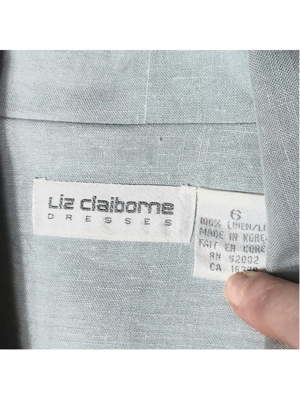 Liz Claiborne Women's Vintage 100% Linen Light Green Double Breasted Dress - Picture 7 of 10